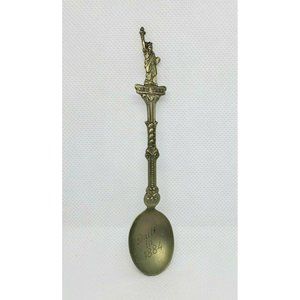 Holland Made New York Statue Of Liberty Embossed Pewter Built In 1884 Mini Spoon